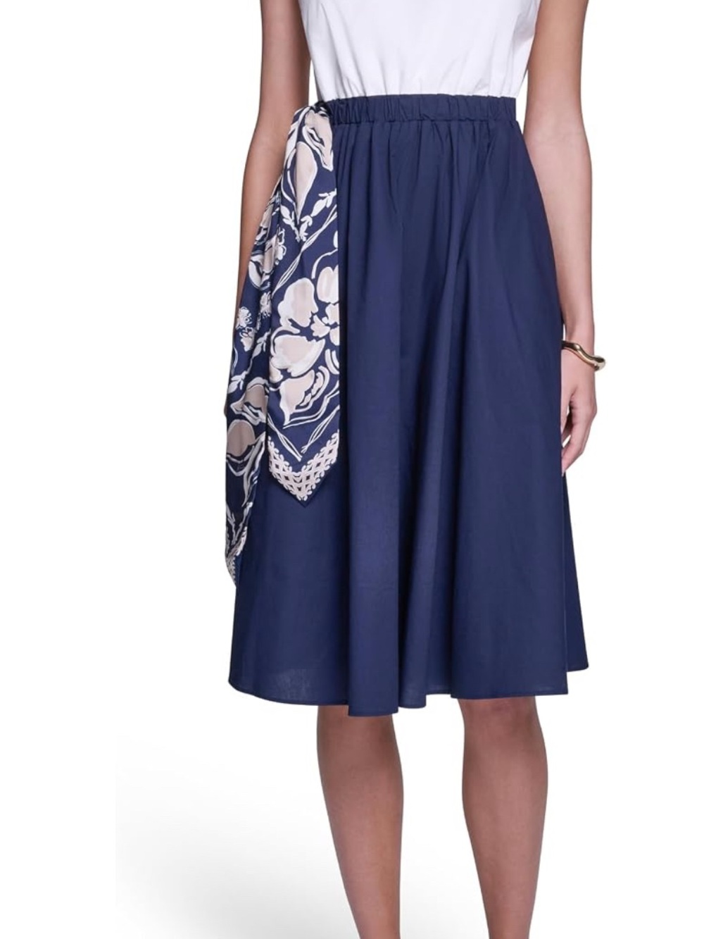 Halston Women's Dress Sleeveless Cotton Dress Dress with Removeable Scarf Sz 12